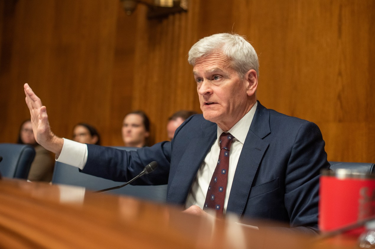 schwartz_02 A photo of Senator Bill Cassidy. He is gesturing with his right hand.