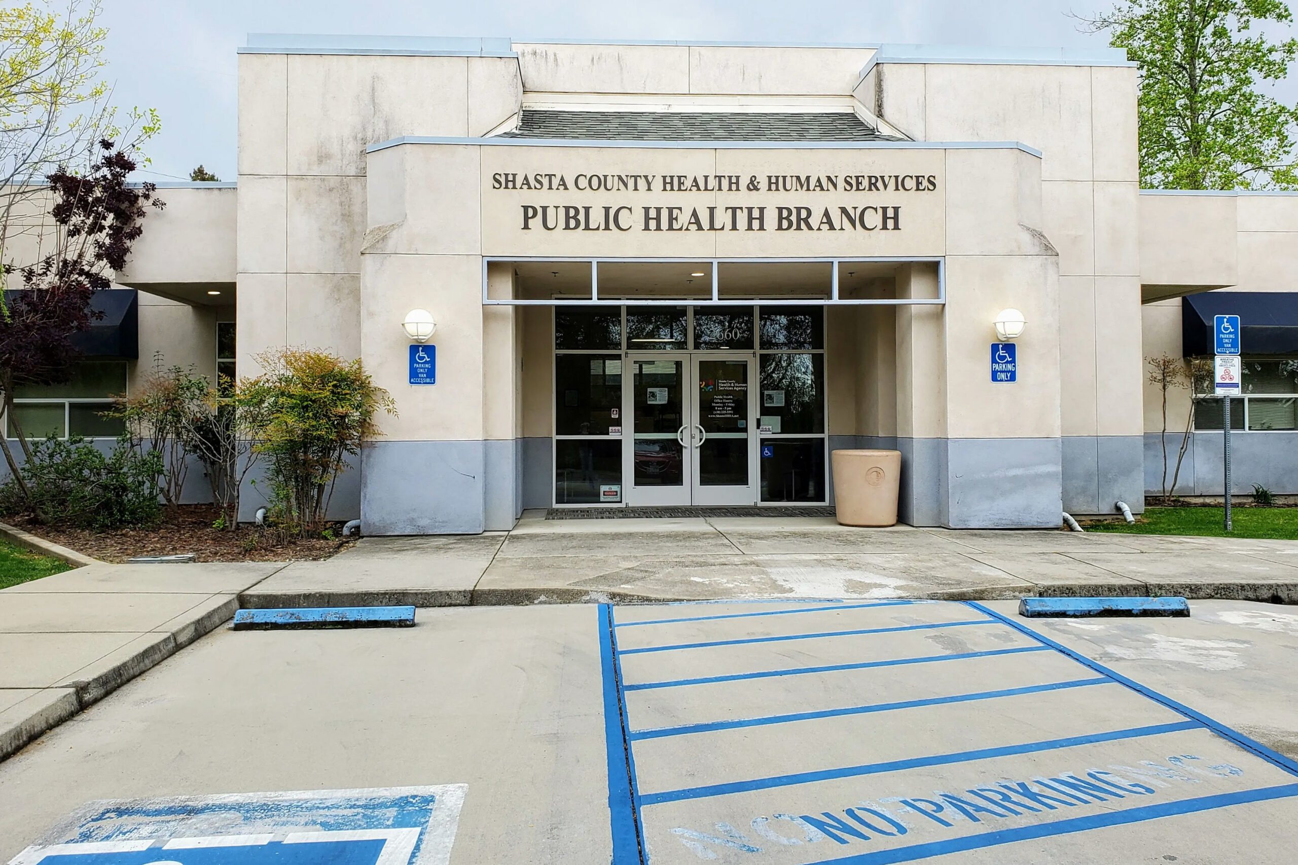 An exterior photo of Shasta County Health and Human Services' public health branch building.